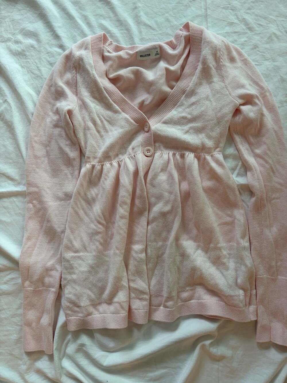 Hollister Babydoll Cardigan Size XS Pink V-Neck Button-Up Sweater